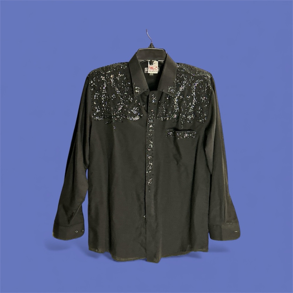 4th Dimension Gallery x Laura aRogers Hand-Painted Beaded Shirt Men’s M